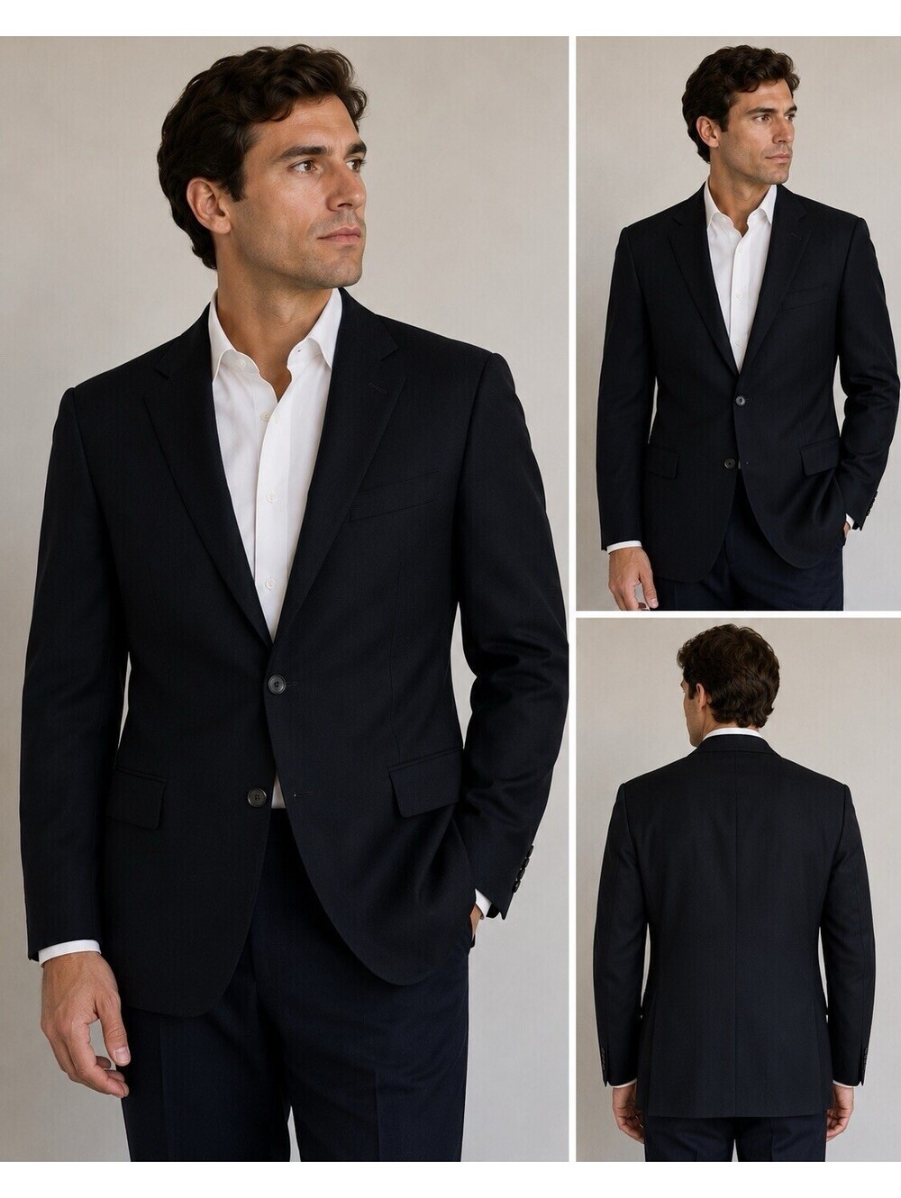 Gianfranco Ruffini Italy Black Blazer 44L Marzotto Super 100’s Wool Sport Coat